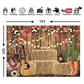 M-1365-1 Msocio 7x5ft Polyester Fabric Western Cowboy Backdrop Rustic Vintage Wood Barn 7ftx5ft #2