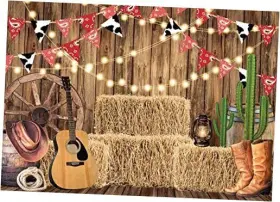 M-1365-1 Msocio 7x5ft Polyester Fabric Western Cowboy Backdrop Rustic Vintage Wood Barn 7ftx5ft