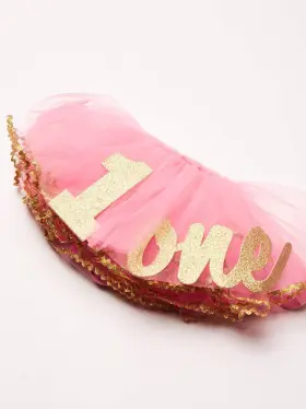 1592055 Mud Pie Baby Girls Birthday Tutu Multi 18 Months Pink Gold #2