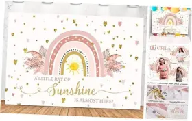 Q53-22x15nwh16061nem Ofila Boho Rainbow Baby Shower Backdrop 7x5ft A Little Ray Of Sunshine Is Almost