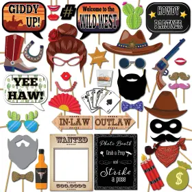 Outside The Booth Pb-7811-97710 Western Photo Props - 41-pc Prop Kit With 8 X 10-inch Various