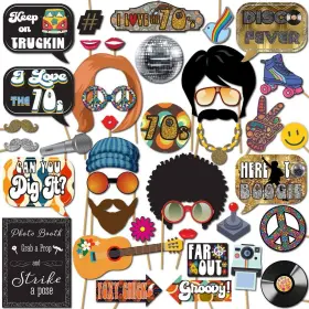 Outside The Booth Pb-7811-97713 70s Photo Props - 41-pc Disco Kit With 8 X 10-inch Assorted