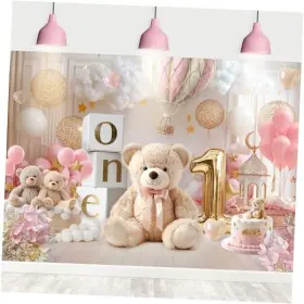 Pan Na Bbl-hqysj-87335 One Year Old Birthday Backdrop Cute Bear 1st 7wx5h A-01bear