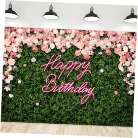 Pan Na Ryd-hqyfxj-69254 Happy Birthday Backdrop For Women Girls Flower 7wx5h A-birthday Green Rose
