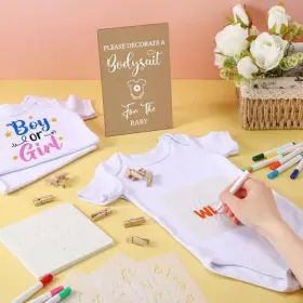 Panitay-pgav-mt3420 Panitay 126 Pcs Diy Baby Bodysuit Shower Set Kraft Game Rustic #3