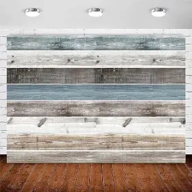 Z19-22x15nwh21555 Pnylzzyxh Wood Backdrop Rustic Countryside Wooden Wall Backdrops Brown White Blue 7x5ft #2