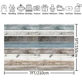 Z19-22x15nwh21555 Pnylzzyxh Wood Backdrop Rustic Countryside Wooden Wall Backdrops Brown White Blue 7x5ft #3