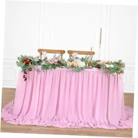 Poshdg Skirt0427 Chiffon Table Skirt 6ft Cloth For 8.7 Inch X 7.1 Rectangular Pink