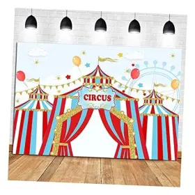 Qian Qian-us--2019111-fba Blue Sky Red White Striped Tent Ferris Wheel Circus Carnival Theme 7x5 Ft