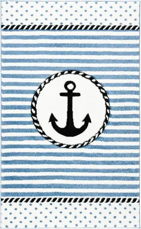 Crk124a-24 Safavieh Carousel Kids Collection Accent 2ft3 Inch X 4ft Rectangular Ivory/navy