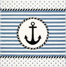 Crk124a-4sq Safavieh Carousel Kids Collection 4ft Square Ivory/navy 4 Ft #2