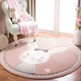 Crk166p-3r Safavieh Carousel Kids Collection 3ft Round Pink/ivory Crk166p