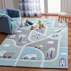 Safavieh Crk193f-4sq Carousel Kids Collection Area Rug 4ft X Square Grey/light Blue