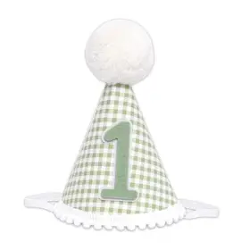 Sherkarmiu 746191240787 1st Birthday Hat For Baby Boy Girl-green Gingham First Cap With
