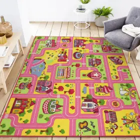 M03rd10-vfba Vsiwb Kids Car Rug For Playroom 6.6ftx5ft Large Carpet Pink Play 6.6ft X 5ft