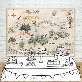 1-m34302x Vv Backdrop 100 Acre Woods Bear Baby Shower 5x3ft Background Happy Birthday #3
