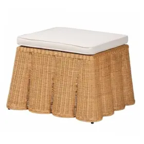 244-13633-rb-amz Wholesale Interiors Bali And Pari Palm Bohemian Honey Scallop Rattan Ottoman