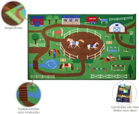 697502 Wildkin Kids Educational Play Rug For Boys And Girls 39 X 80 Inch Horse #3