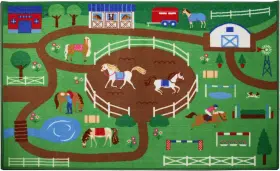 697502 Wildkin Kids Educational Play Rug For Boys And Girls 39 X 80 Inch Horse