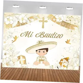 Withu Hot-back-drop144 Gold Mi Bautizo Backdrop For Boy Pigeon Holy Bible Cross First 7x5ft