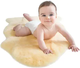 Lambskinrug2x3 Woolino Sheepskin Luxuriously Soft Fluffy Rug For Bedroom Large 36 Inch Flax