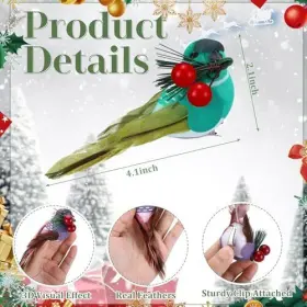 B6v8x1a Woosytoo 12pcs Artificial Birds Christmas Tree Ornaments Colorful Foam Feather #3