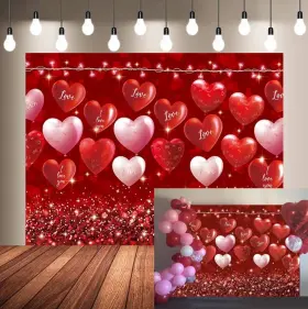 Xiulangs Backdrop Xiulangs-20230918-backdrop Valentines Day I Love You Red Pink 7x5ft Width 210cm X Height 150cm