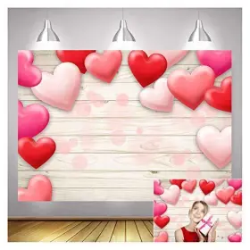 Xll-us-2019575-fba Xll Pink Heart Balloons Wooden Valentines Day Theme Photo Background 7x5ft
