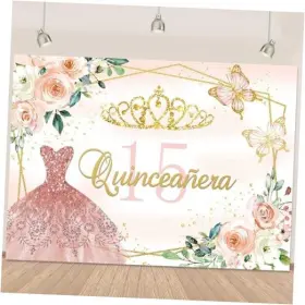 Xuchangaiwensishangmaoyouxiangongsi Aws01bbc10003-53 Quinceanera 15th Birthday Backdrop Pink Princess Dress 5x3ft