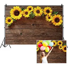 Bk-37316 Yeel Sunflower Backdrops 7x5ft Vinyl Rustic Brown Wood Texture Wooden Floor