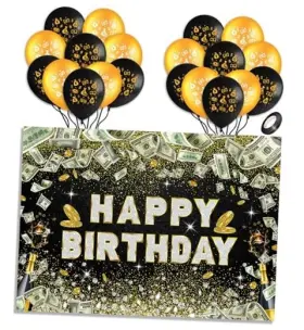 Ying-backdrop-hb286 Ying Backdrop 6x4ft Money Birthday 20pcs Dollar Bill Balloon 180x120cm Wxl 12inch