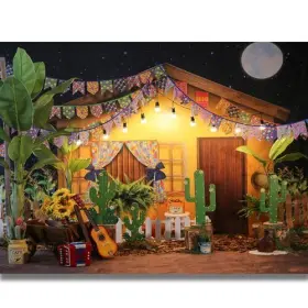 Zl23921 Zling Mexican Fiesta Theme Photography Backdrop Rustic Wood House Cactus 7x5ft #3