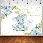 Elephant Boy Baby Shower Backdrop Blue Flower Little Peanut Sho.... Fixed Price $23.83.