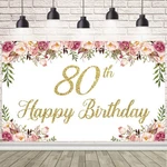 Ablin Happy 80TH Birthday Backdrop For Women Pink Flowers Photography Backgro.... Fixed Price $17.89.