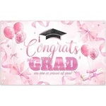 72X43INCH Fabric Congrats Pink Backdrop Watercolor Bow Balloon Graduation. Fixed Price $15.99.