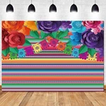 Hqm Mexican Fiesta Color Stripes Paper Flower Photo Background Fabric Cinco D.... Fixed Price $12.98.