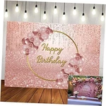 Pink Rose Gold Happy Birthday Backdrop Glitter Floral 7 X 5 Ft. Fixed Price $20.63.