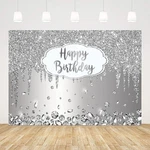 Ablin 7X5FT Happy Birthday Backdrop Dripping Glitter Crystal Diamond Silver Phot. Fixed Price $28.50.