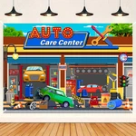 Hanying Cartoon Auto Repair Shop Backdrop For Boy Birthday 7X5FT, Colorful. Fixed Price $25.10.