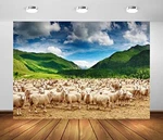 Beleco 7X5FT Fabric Rural Pasture Herd Of Sheep Backdrop For A13728. Fixed Price $37.37.