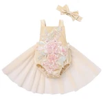 Ibtom Castle Baby Girl Birthday Romper Dress Velvet Lace Tutu Champagne 6-12. Fixed Price $16.07.