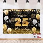 Black Gold Happyth Birthday Backdrop Banner Glitter Theme 25. Fixed Price $16.99.