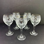 Vtg Wine Glasses Goblets Christmas Pines Winter Snow Lynn's China Stem Set Of 5. Fixed Price $30.00.