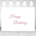 7X5FT Pink Happy Birthday Backdrop White Minimalist Art Photograp. Fixed Price $27.13.
