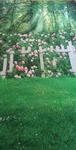 *kate* Spring Garden Backdrop Background Green Trees Flowers White Fence 88"X60". Fixed Price $29.75.