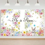 Easter He Risen Banner Backdrop Spring Jesus Cross. Fixed Price $12.99.