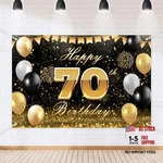 Black Gold Happyth Birthday Backdrop Banner Glitter Theme 70. Fixed Price $23.25.