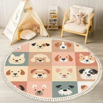 Dnewynpabv Round Boho Rug Cute Dogs For Kids And Baby Animals Nursery Poster. Fixed Price $82.40.