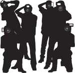 2-COUNT Paparazzi Cutouts, Thin Printed Clear Plastic Hollywood Photographers Wa. Fixed Price $19.99.