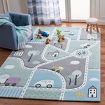 Safavieh Carousel Kids Collection Area Rug 4' Square, Grey & Light Blue, Non-s. Fixed Price $84.53.